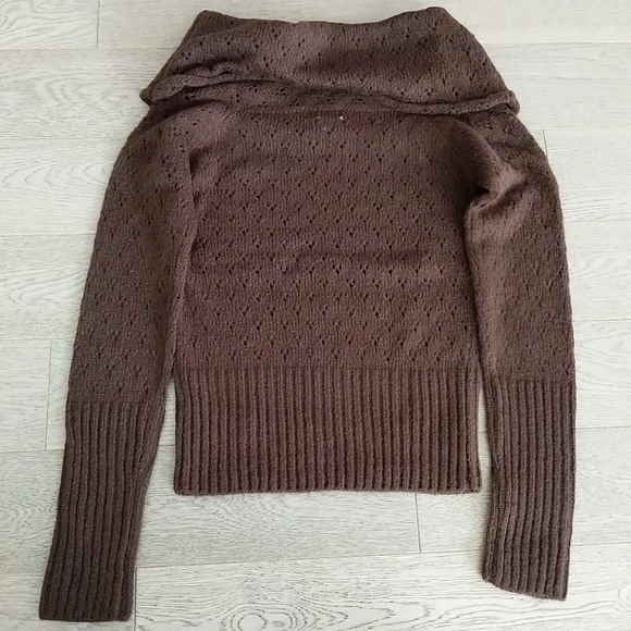 Jacob Connexion Brown Pointelle Cowl Neck Wool Sweater - Picture 6 of 6